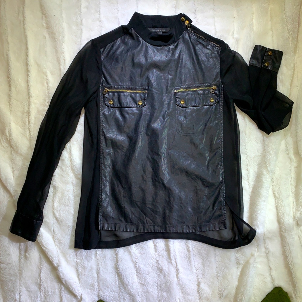 Mo & Co faux leather and gold top.